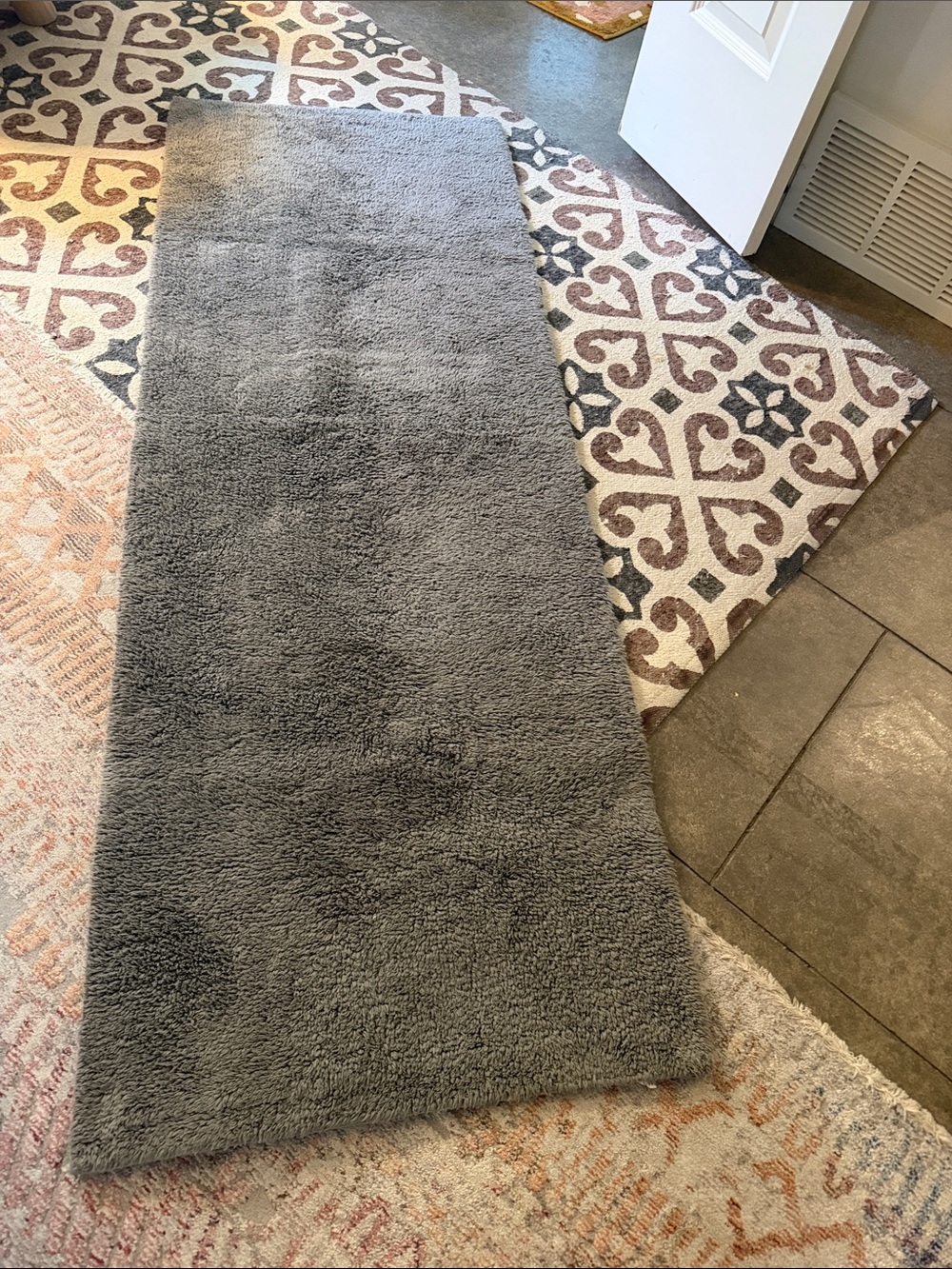 POTTERY BARN Soft Gray Shag Runner Rug